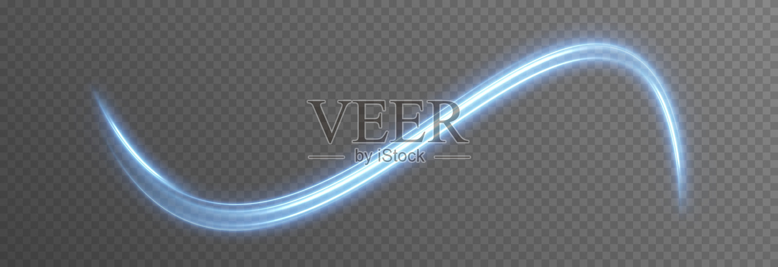 矢量蓝色发光线。神奇的光线。快速扭曲的线条。光的痕迹，发光的波浪。能量流动的运动。光的效果。插画图片素材