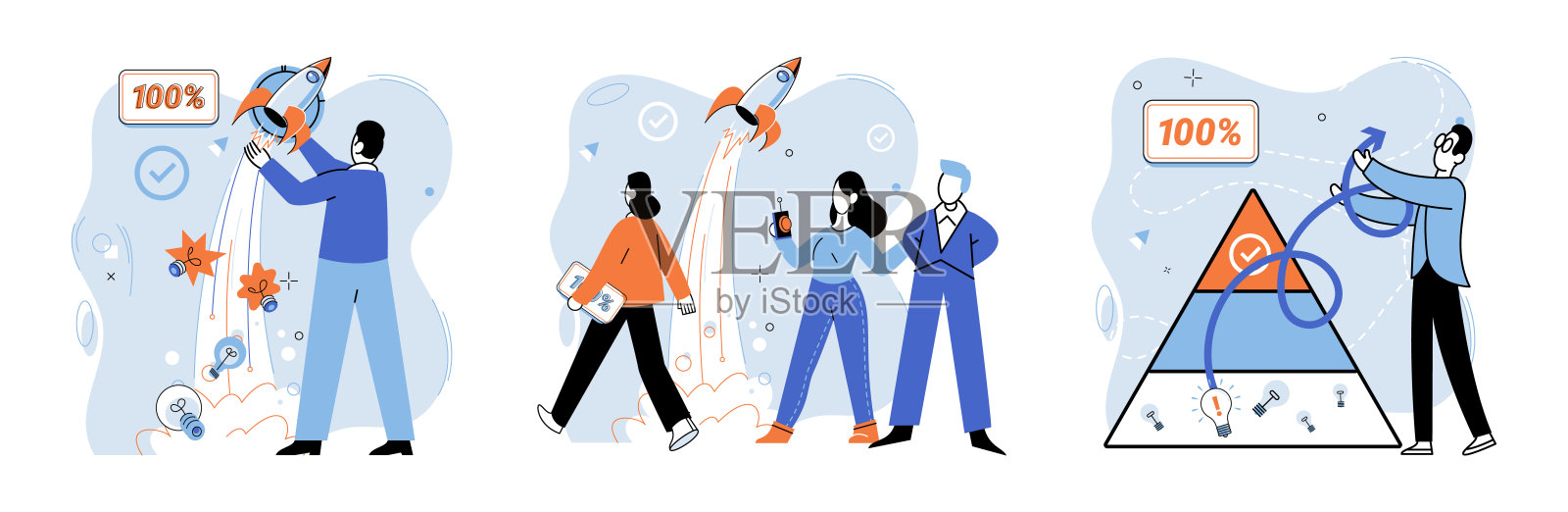 项目启动。一个成功的企业，是决心和明智决策的缩影，项目启动启动，令人兴奋插画图片素材