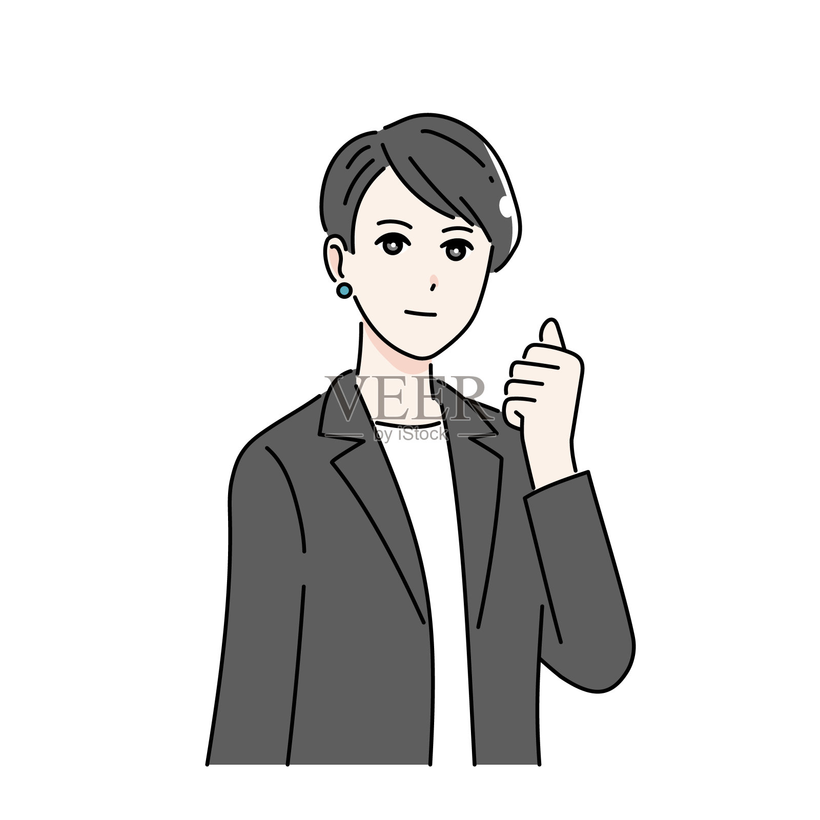 一个商人微笑着给出一个好兆头的插图插画图片素材