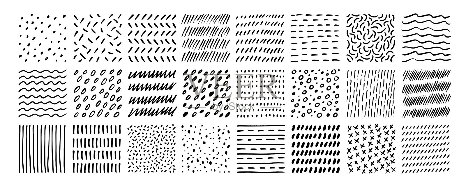 各种素描涂鸦纹理和图案的插图。插画图片素材