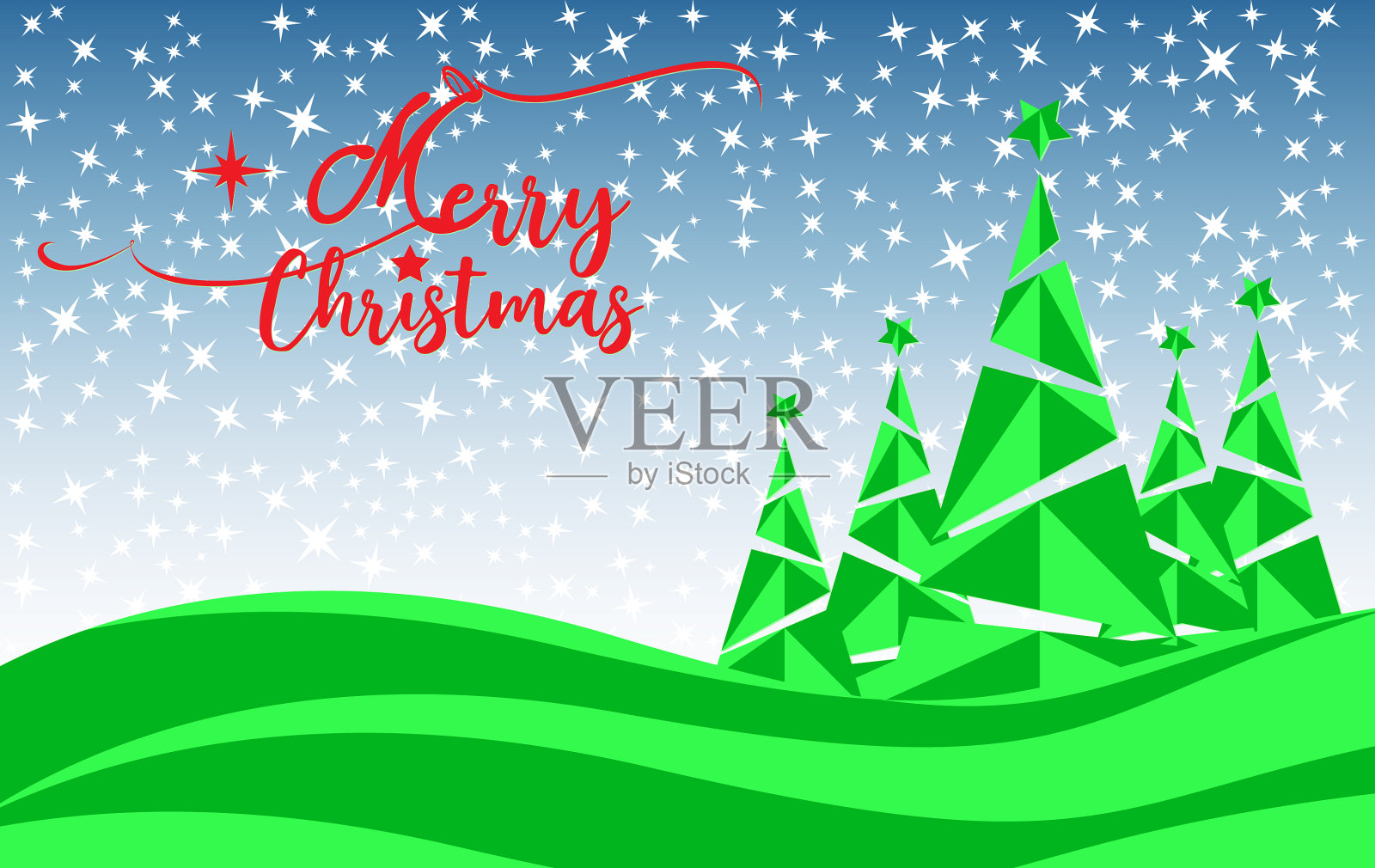 冬季景观圣诞节抽象树横幅插画图片素材