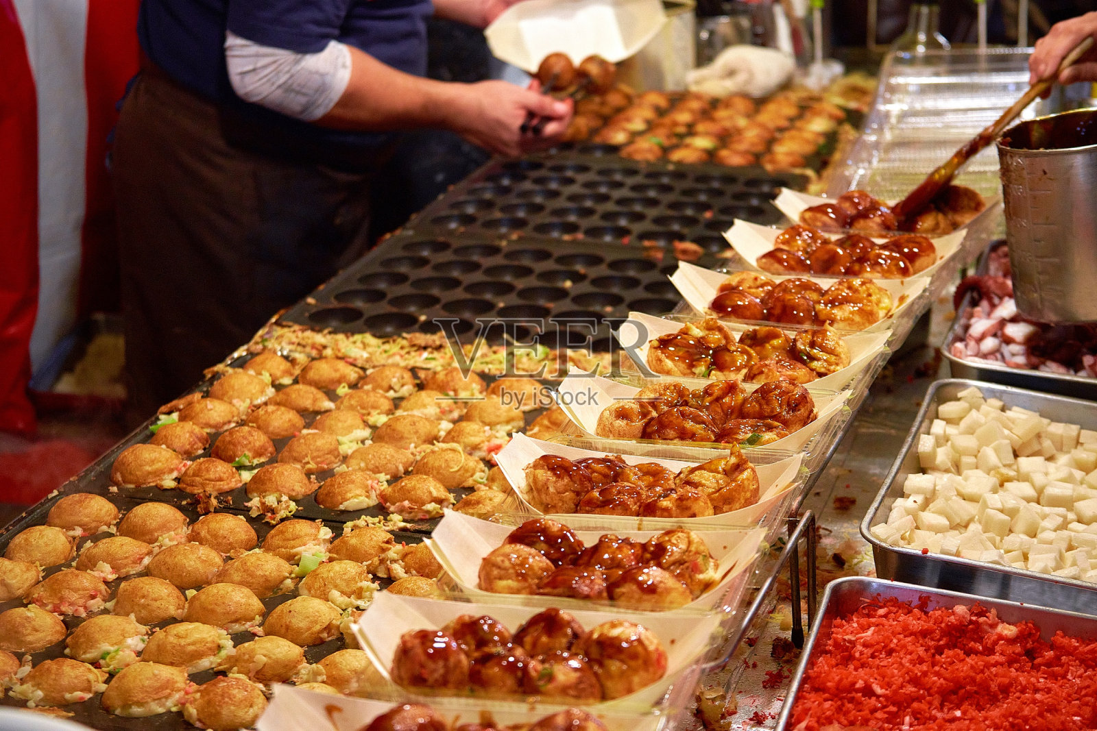 大排档章鱼烧店照片摄影图片