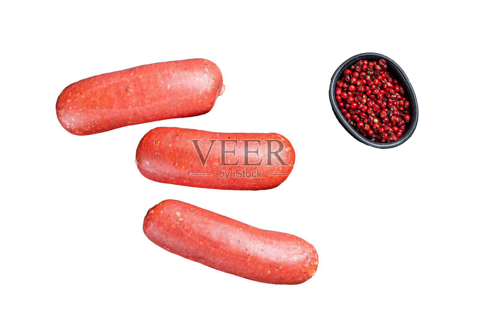 土耳其Sucuk牛肉肉肠。孤立，白色背景。照片摄影图片