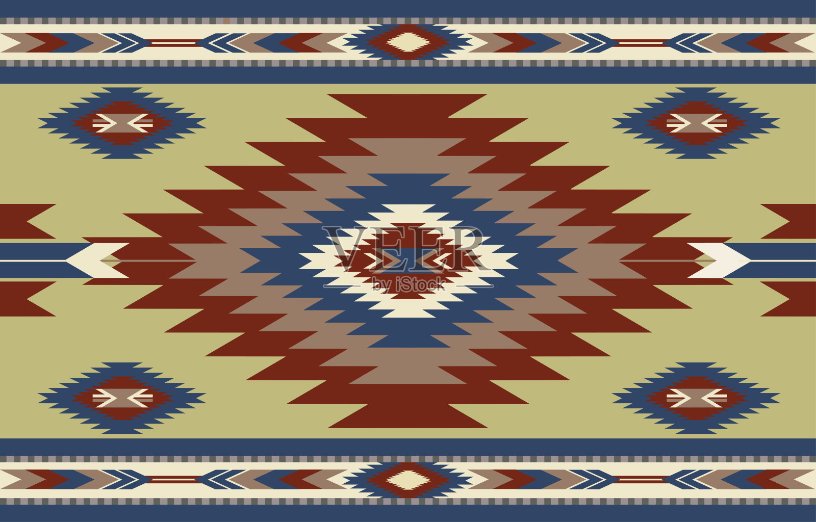 阿兹特克族部落的钻石彩色黄色图案插画图片素材