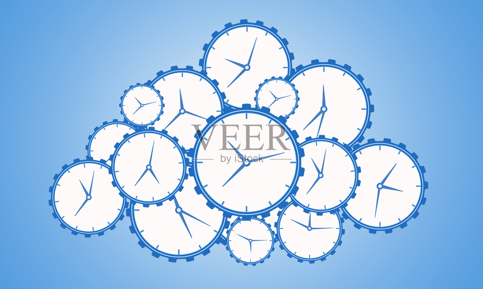 许多不同尺寸的抽象时间齿轮转动插画图片素材