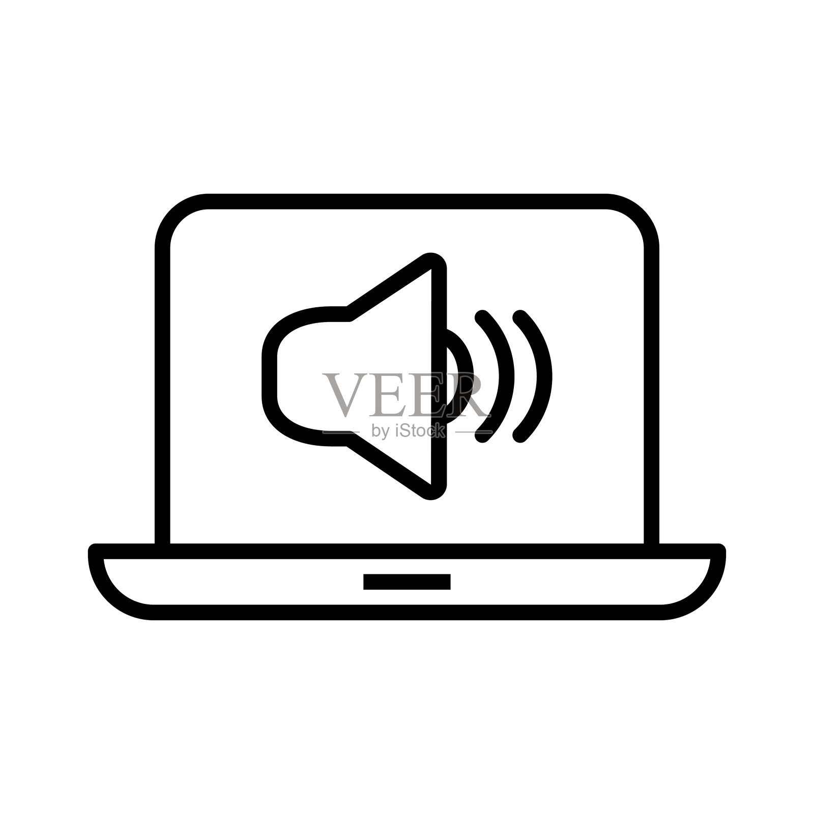 笔记本电脑声音图标插画图片素材