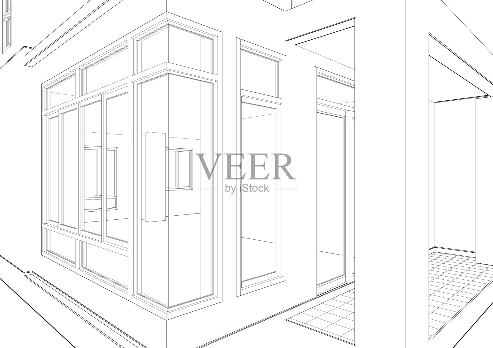 住宅项目的三维插图插画图片素材