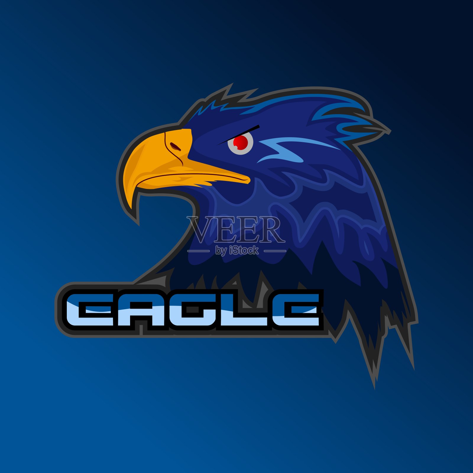 鹰头鸟标志矢量模板。鹰头插图插画图片素材