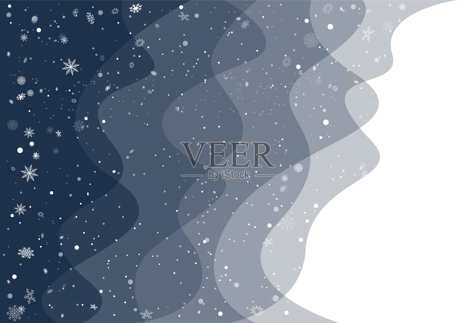 圣诞节的深色波浪旗与雪插画图片素材