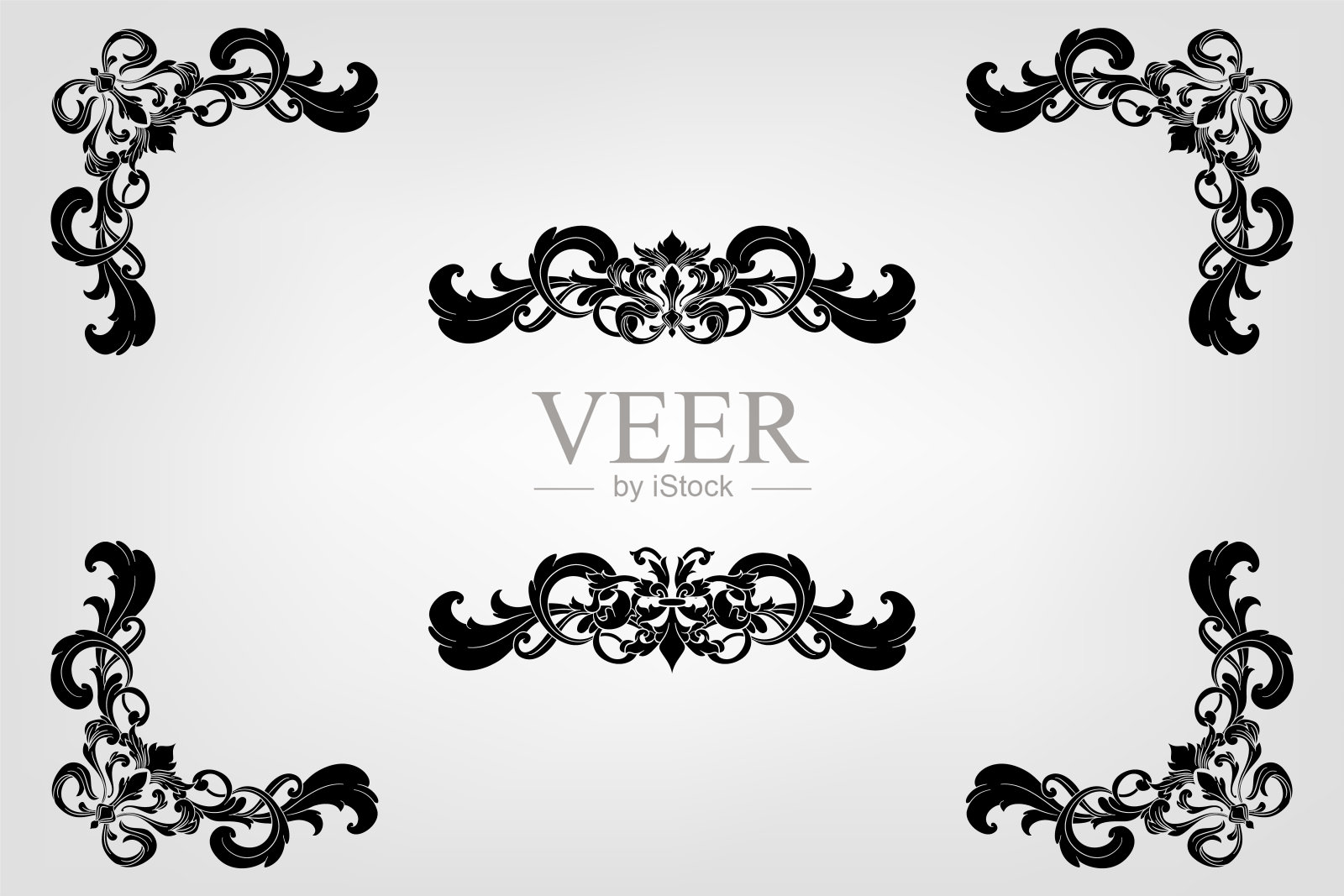 古典巴洛克花丝装饰装饰复古花边风格古董艺术复古插画图片素材