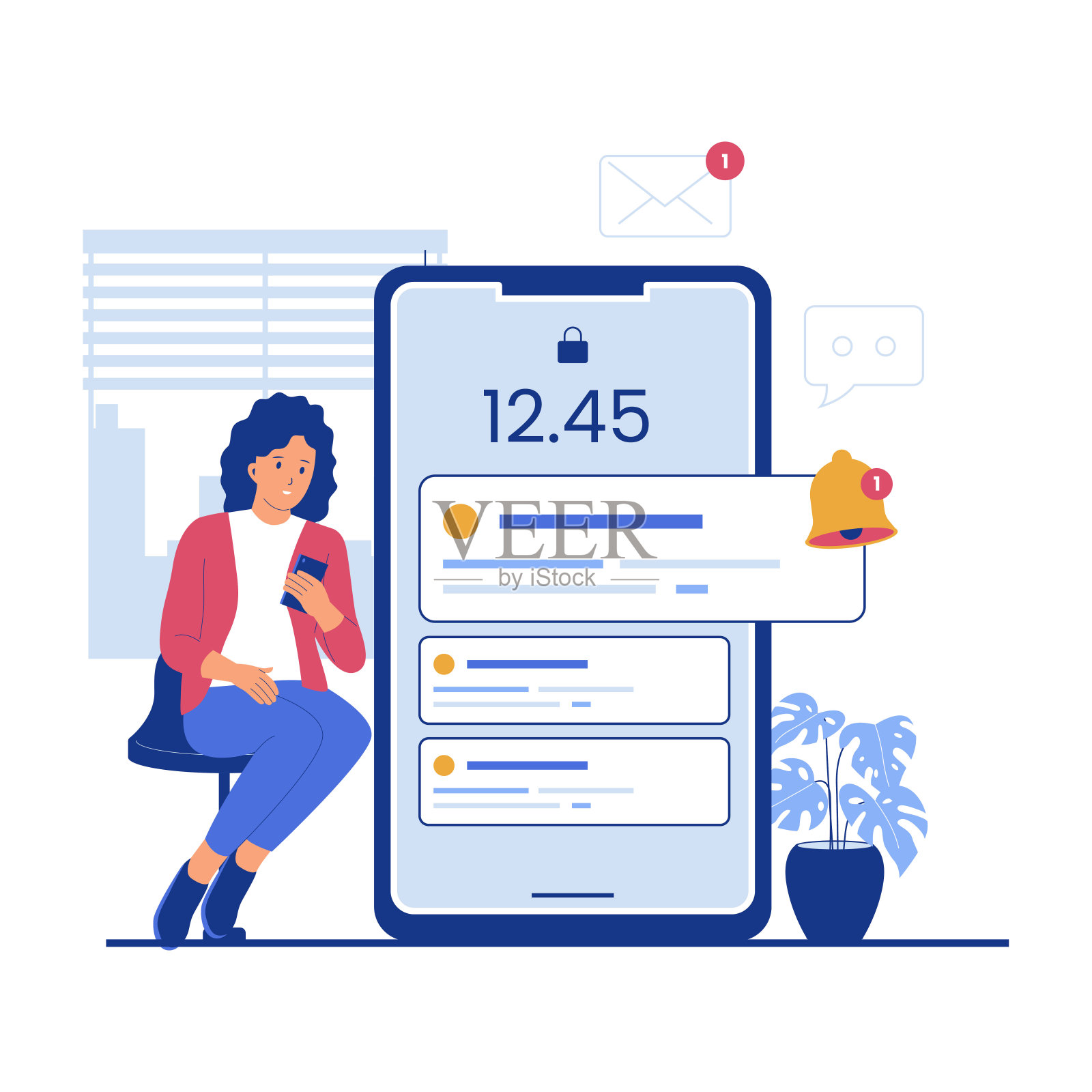 推送通知矢量概念插画图片素材