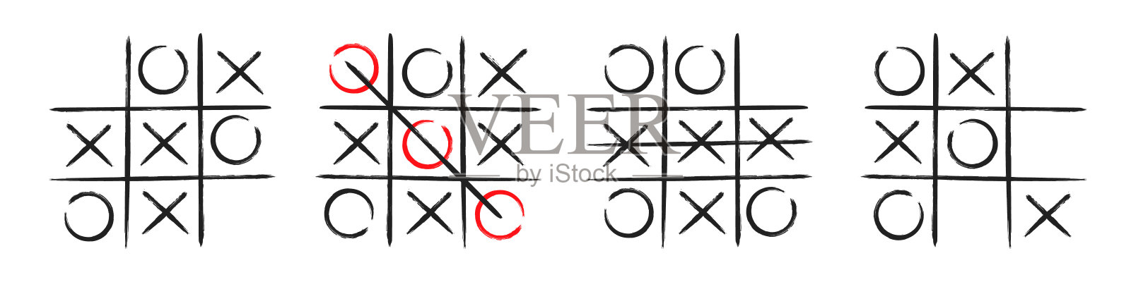 井字游戏xo手绘网格涂鸦模板矢量插图插画图片素材