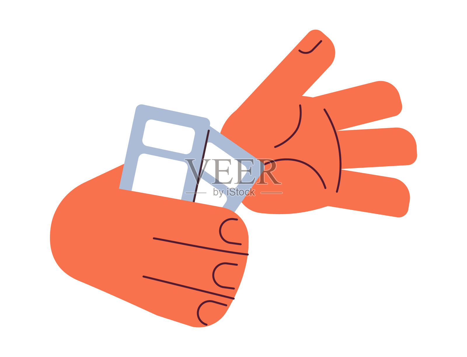 门票上手持卡通人物插图插画图片素材