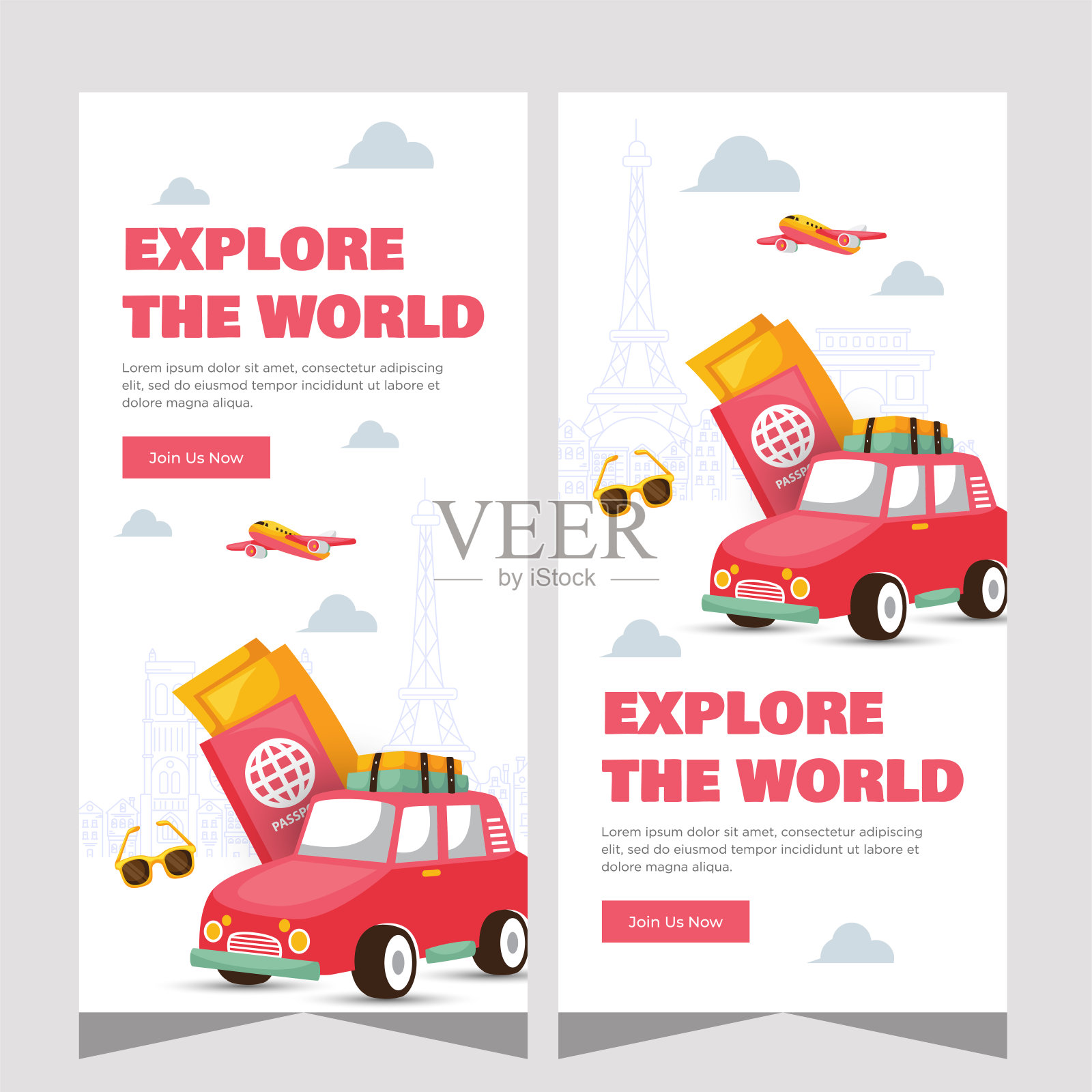 平面设计旅行社横幅模板插画图片素材