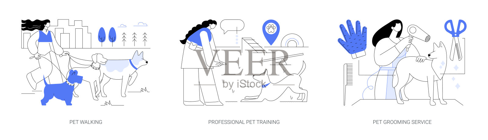 宠物护理服务隔离卡通矢量插图se插画图片素材