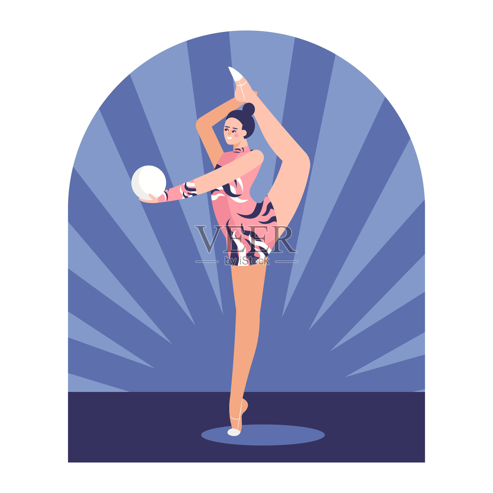 年轻的女性在跳舞，做体操运动。从事体育运动的年轻人插画图片素材
