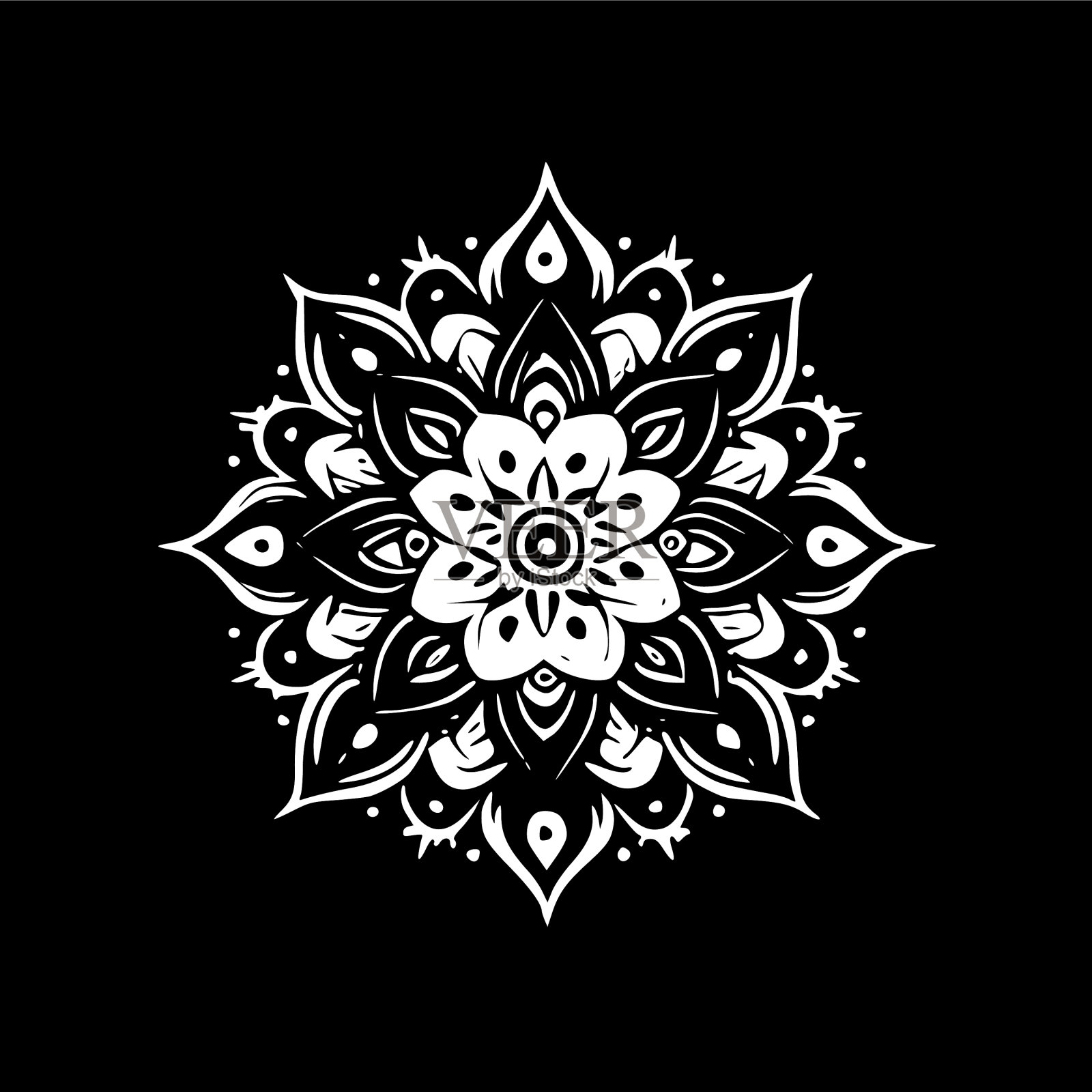 曼荼罗——黑白相间插画图片素材