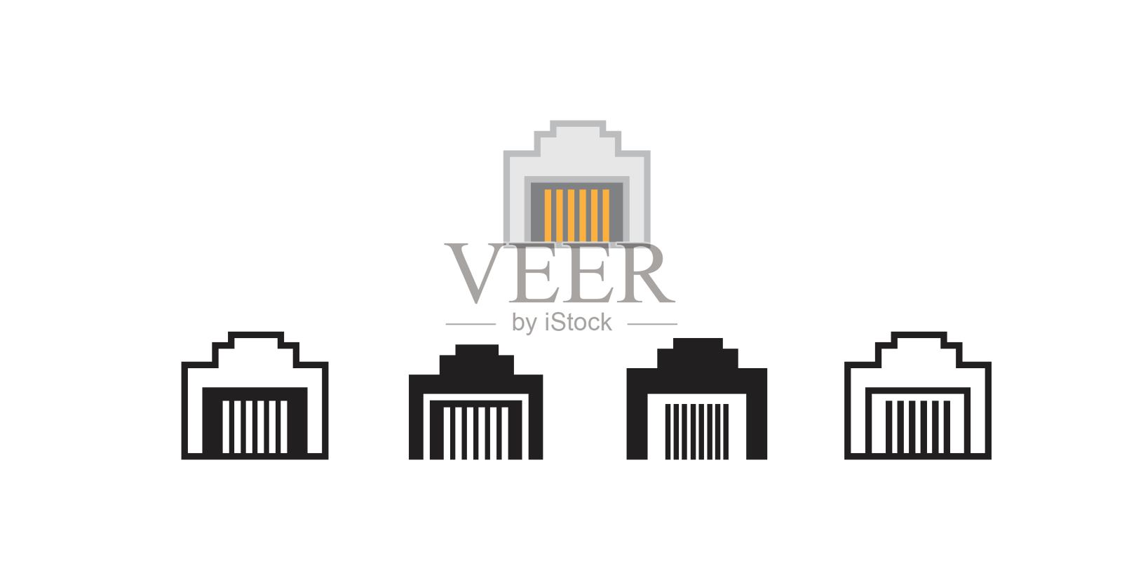 以太网端口图标，矢量插图插画图片素材