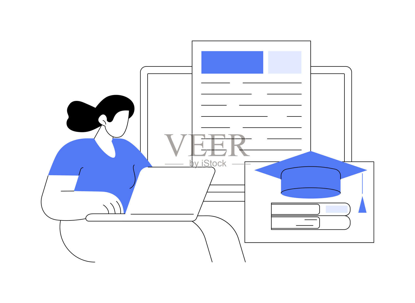 写作应用论文孤立的卡通矢量插图。插画图片素材