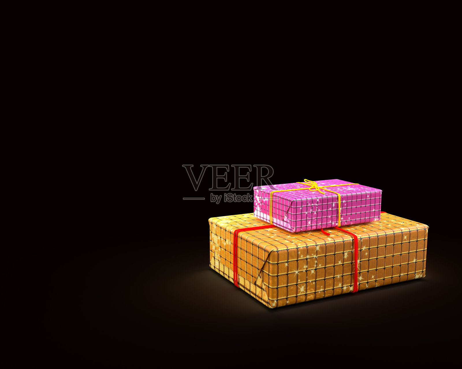 黑色背景的两个礼盒照片摄影图片