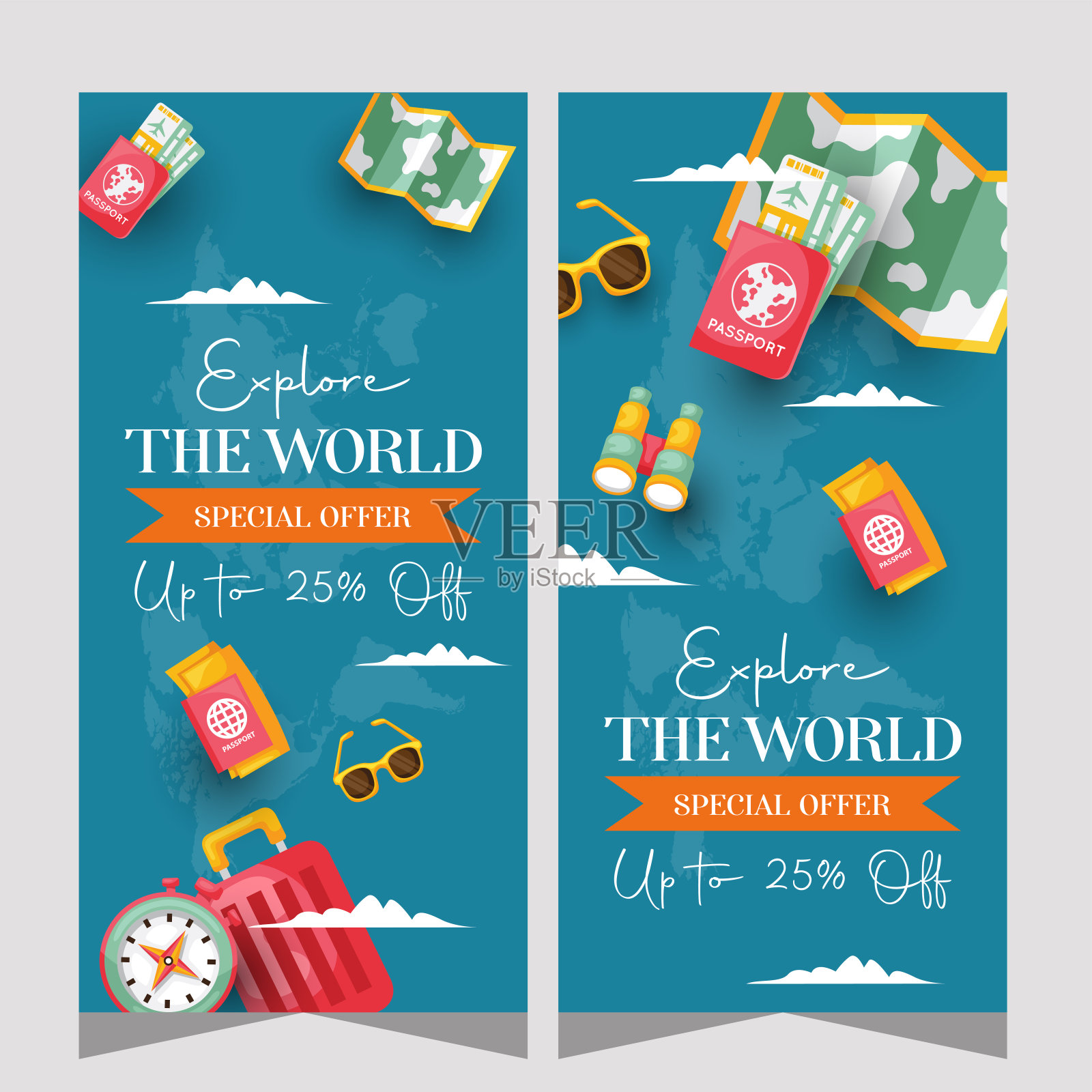 平面设计旅行社横幅模板插画图片素材