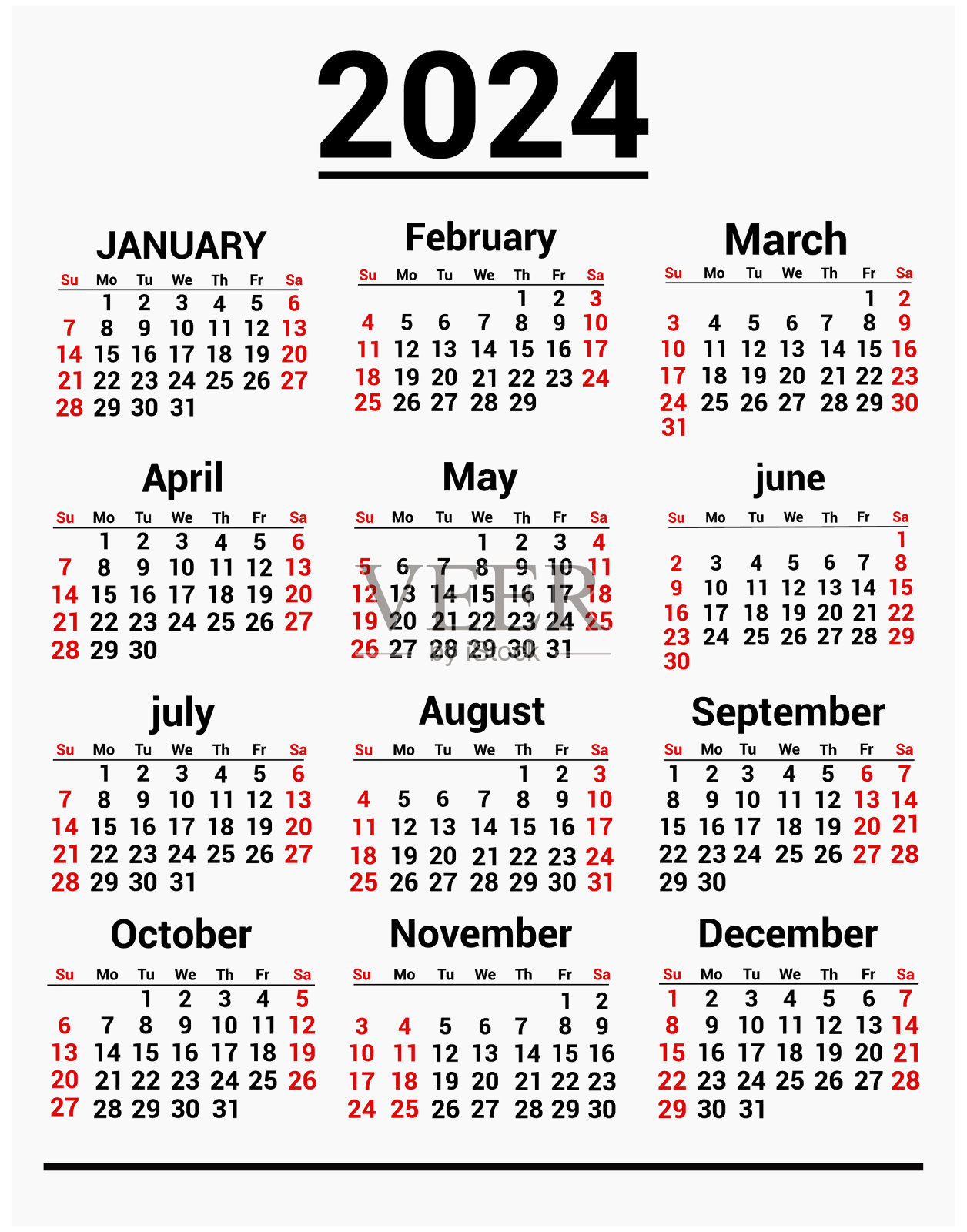 2024年历设计立壁或口袋插画图片素材