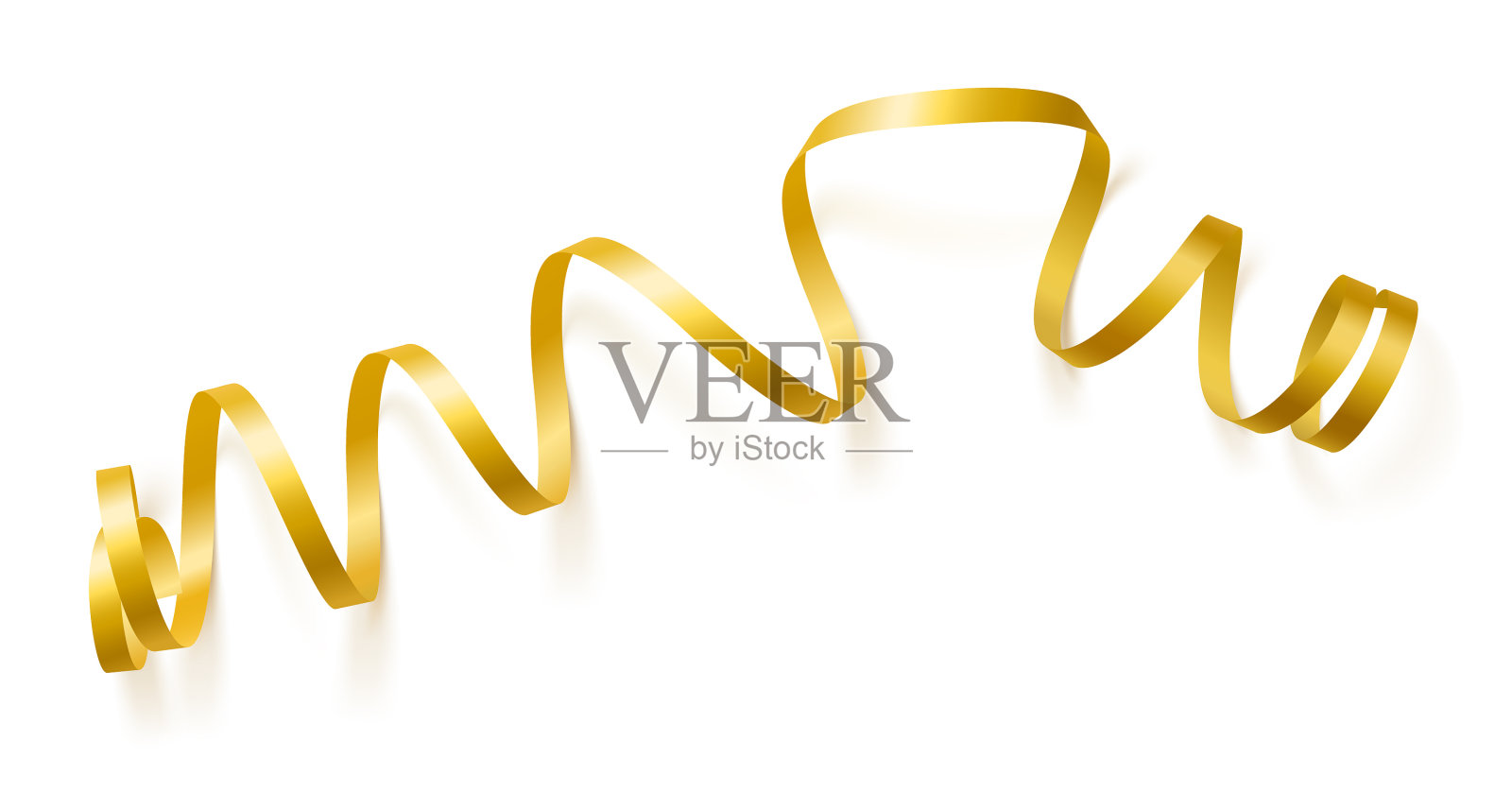 装饰金色丝带与阴影隔离上插画图片素材