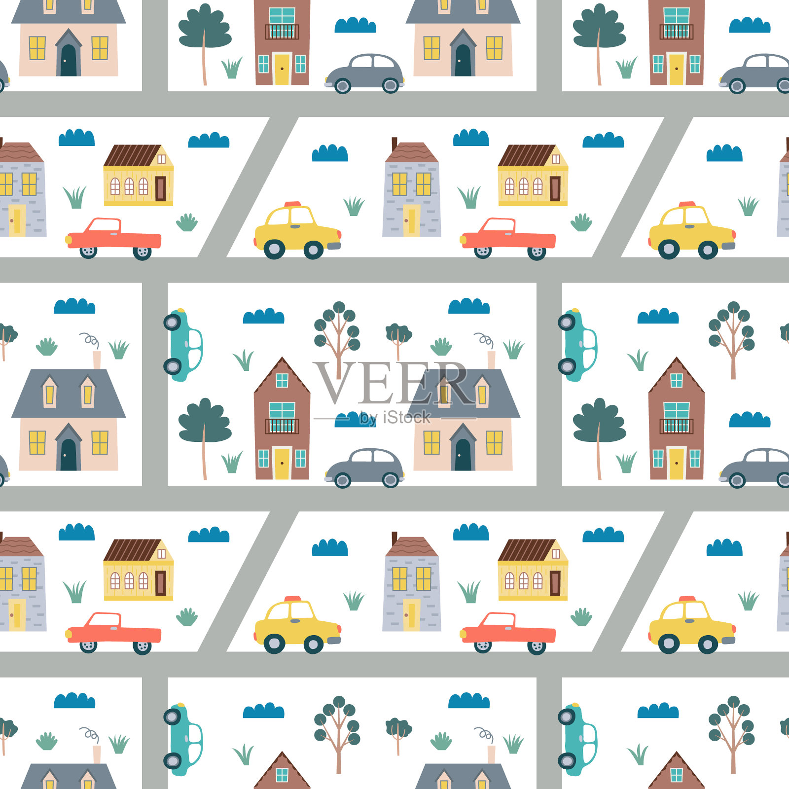 儿童地图无缝模式插画图片素材