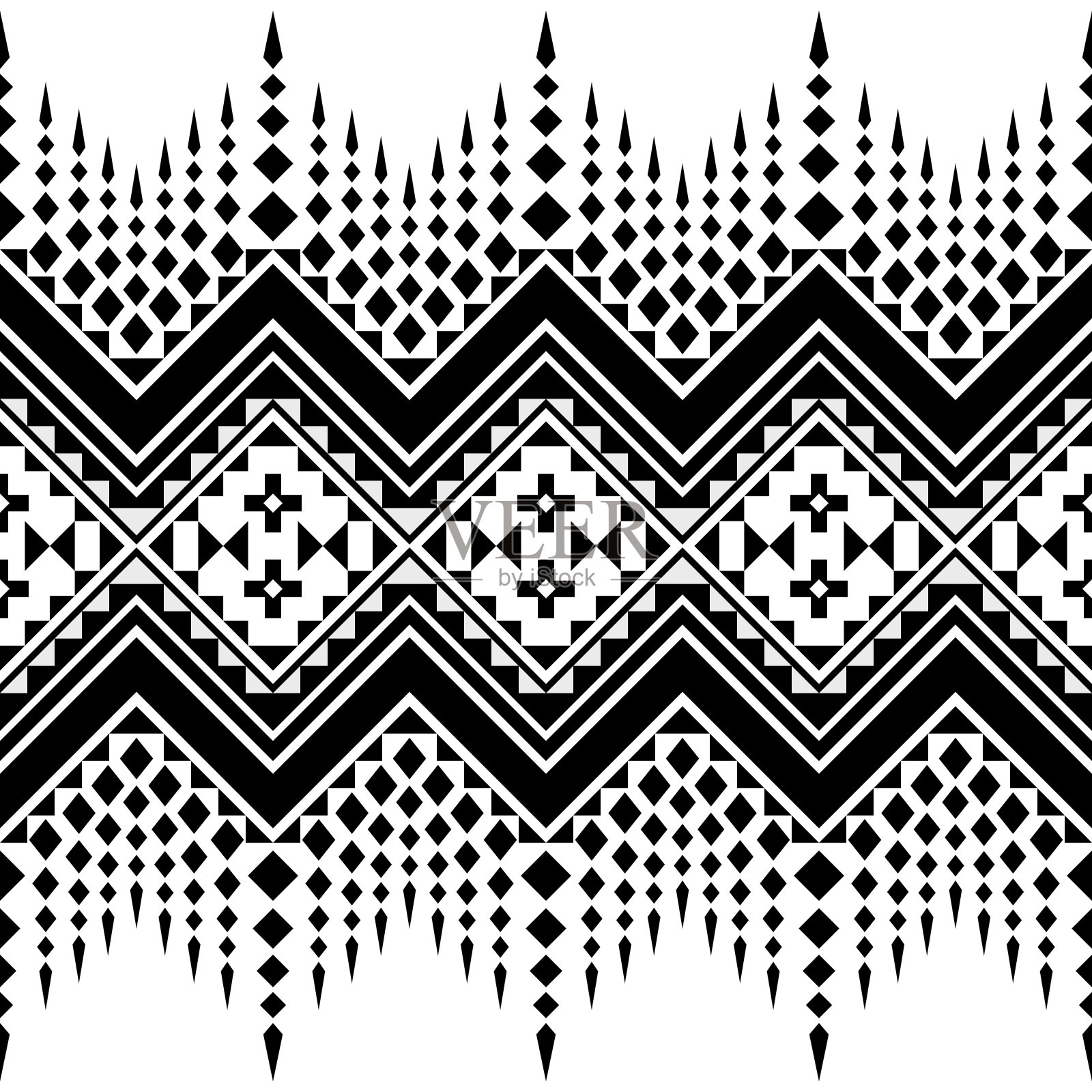 民族抽象艺术。无缝图案的部落，民间刺绣，和墨西哥风格的传统印第安人。插画图片素材