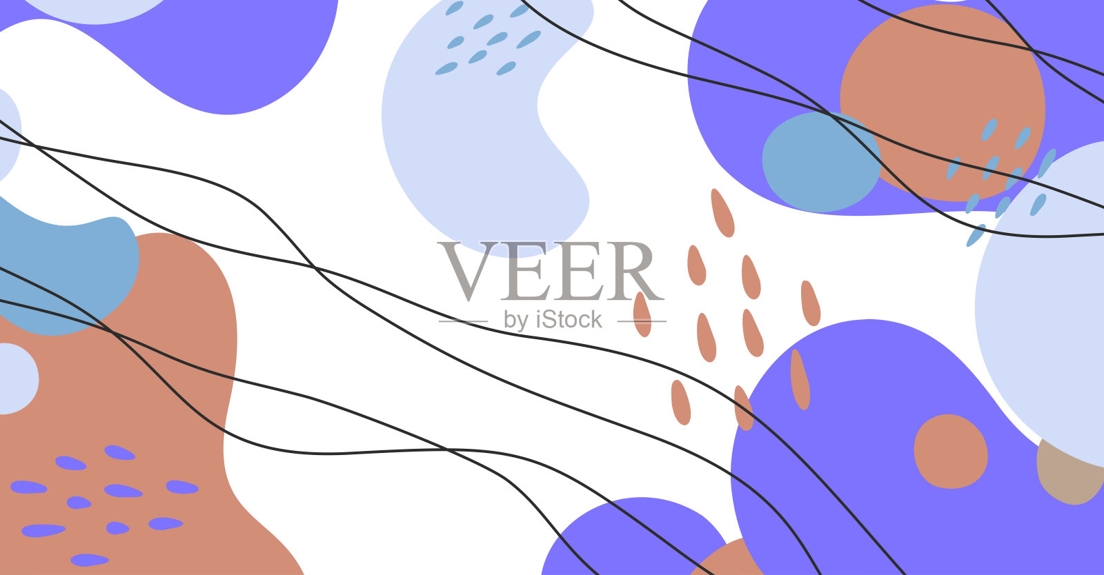 抽象的背景各种形状和涂鸦对象柔和的颜色插画图片素材