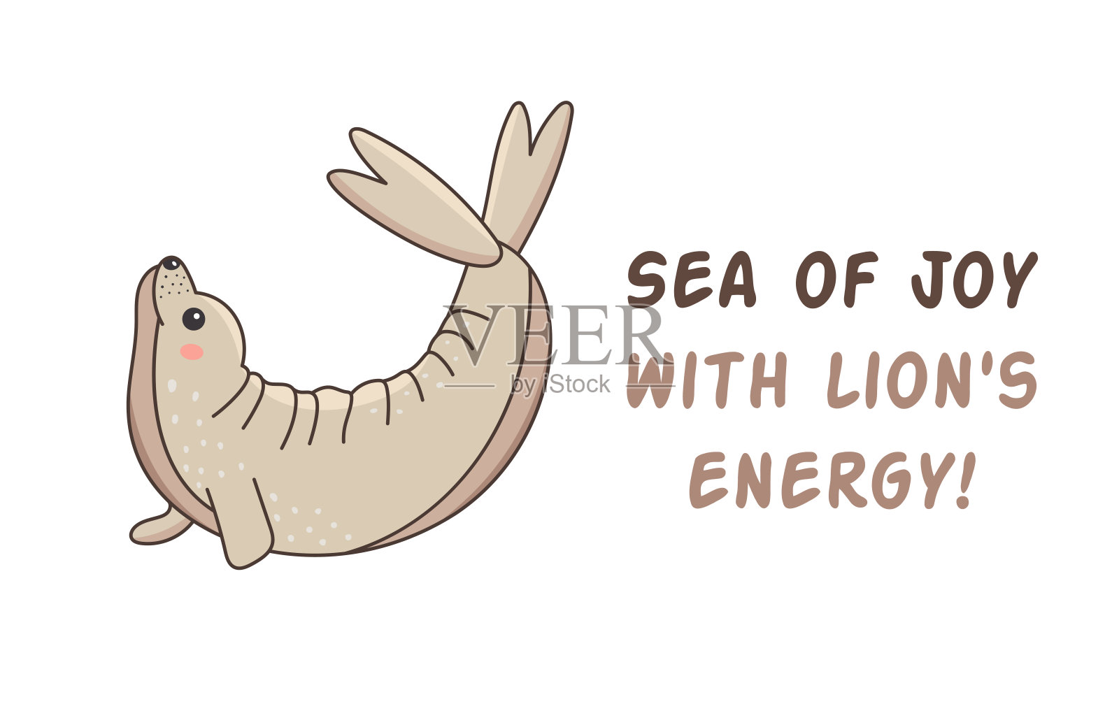 海狮插图可爱的海洋动物，海洋居民插画图片素材