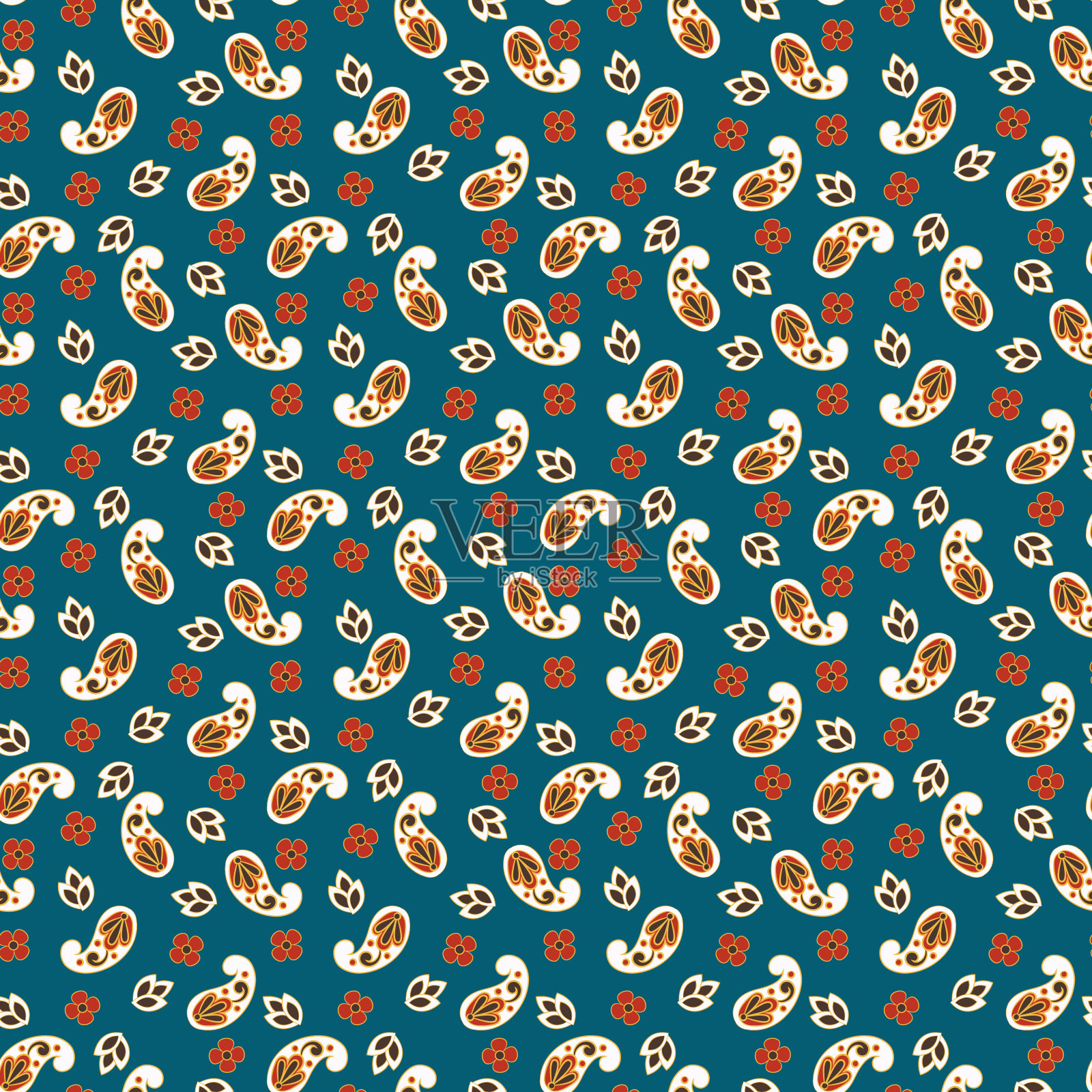 佩斯利矢量图案。无缝纺织花卉背景插画图片素材