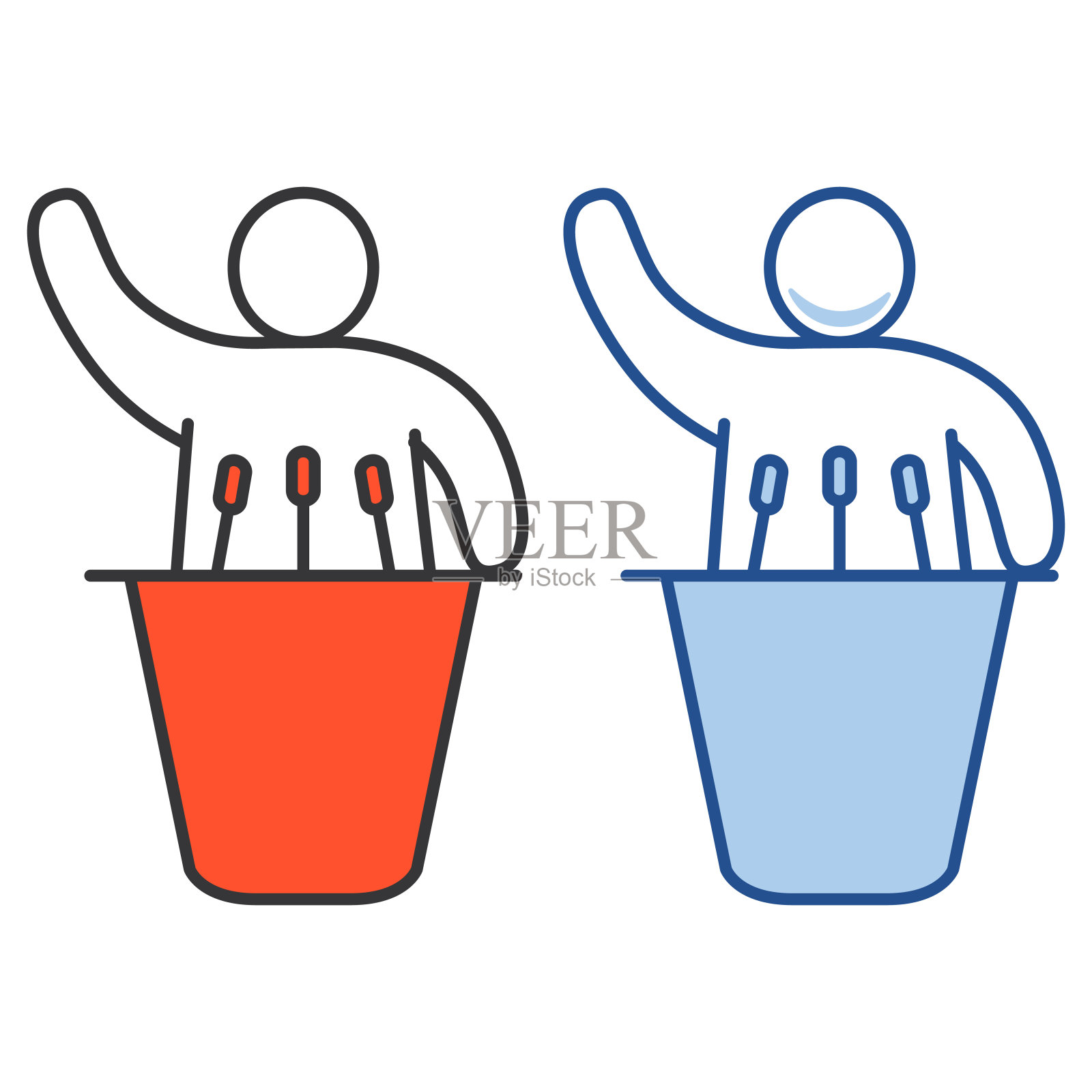 新闻发布会，突发新闻。论坛与麦克风图标。涂鸦会议和辩论。插画图片素材