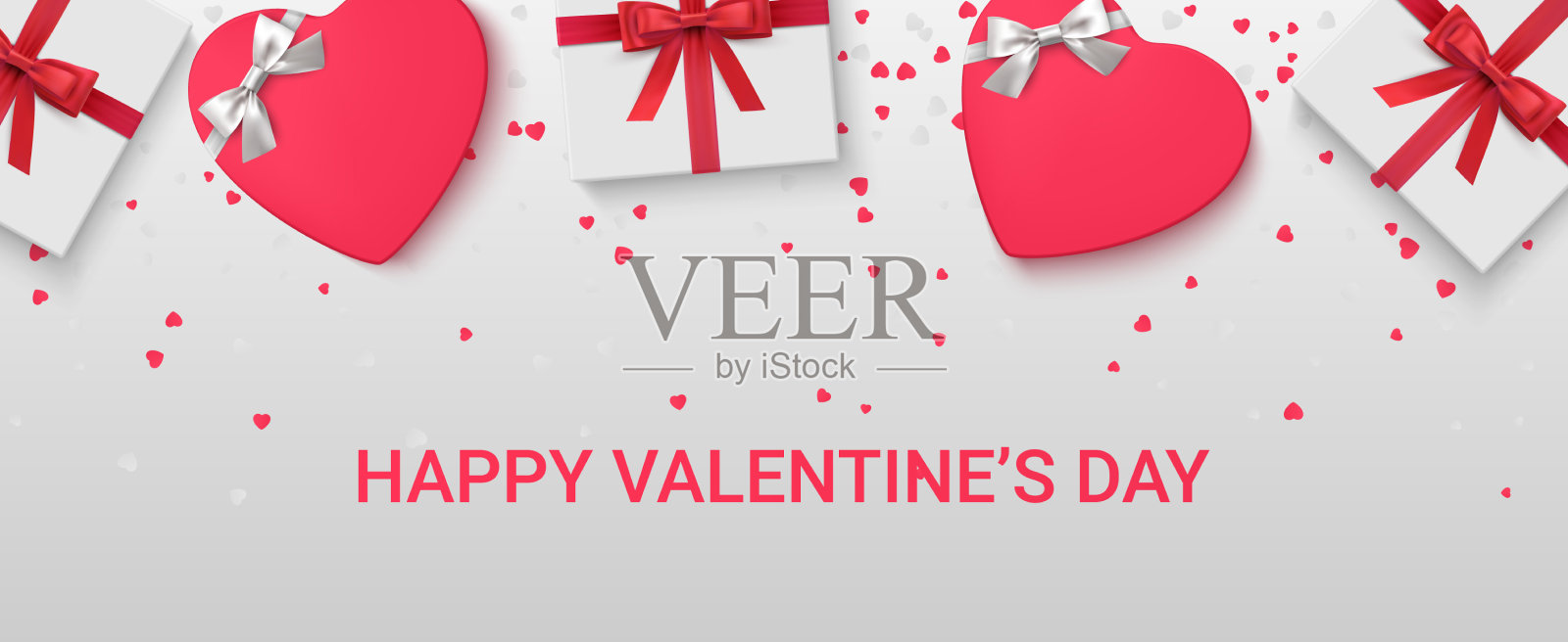 情人节祝福横幅红喜庆快乐插画图片素材