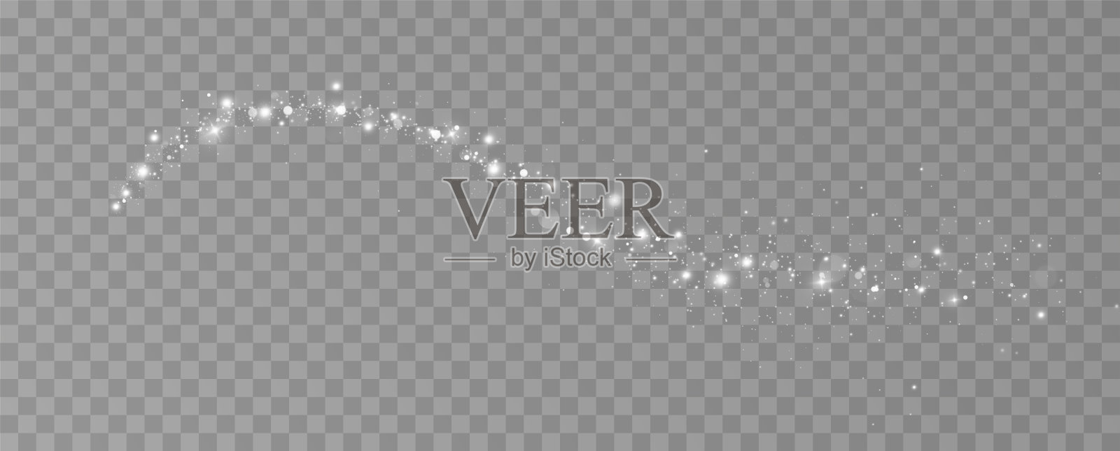 圣诞灯光效果，闪耀的魔法尘埃粒子。金色粒子轨迹。星尘轨迹。闪烁的空间。插画图片素材