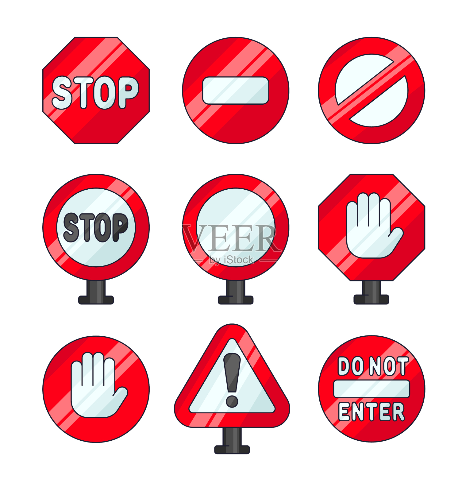 停车标志阻挡禁止通行的道路设计元素图片