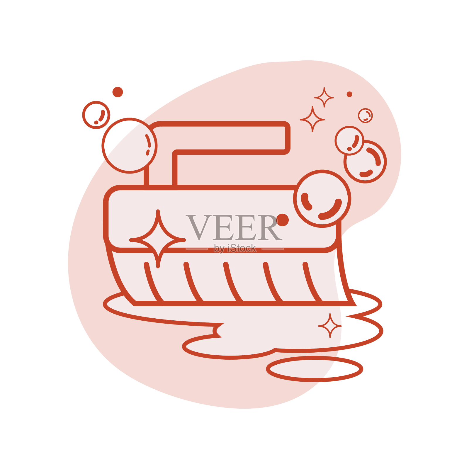 孤立的闪亮刷与肥皂泡图标设计元素图片