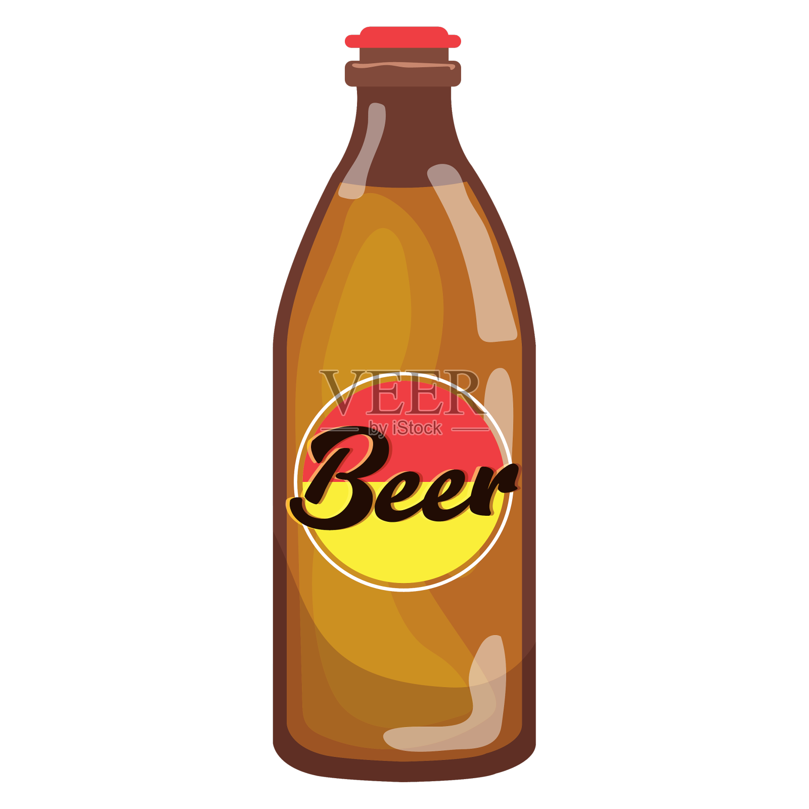 孤立的彩色啤酒瓶图标设计元素图片