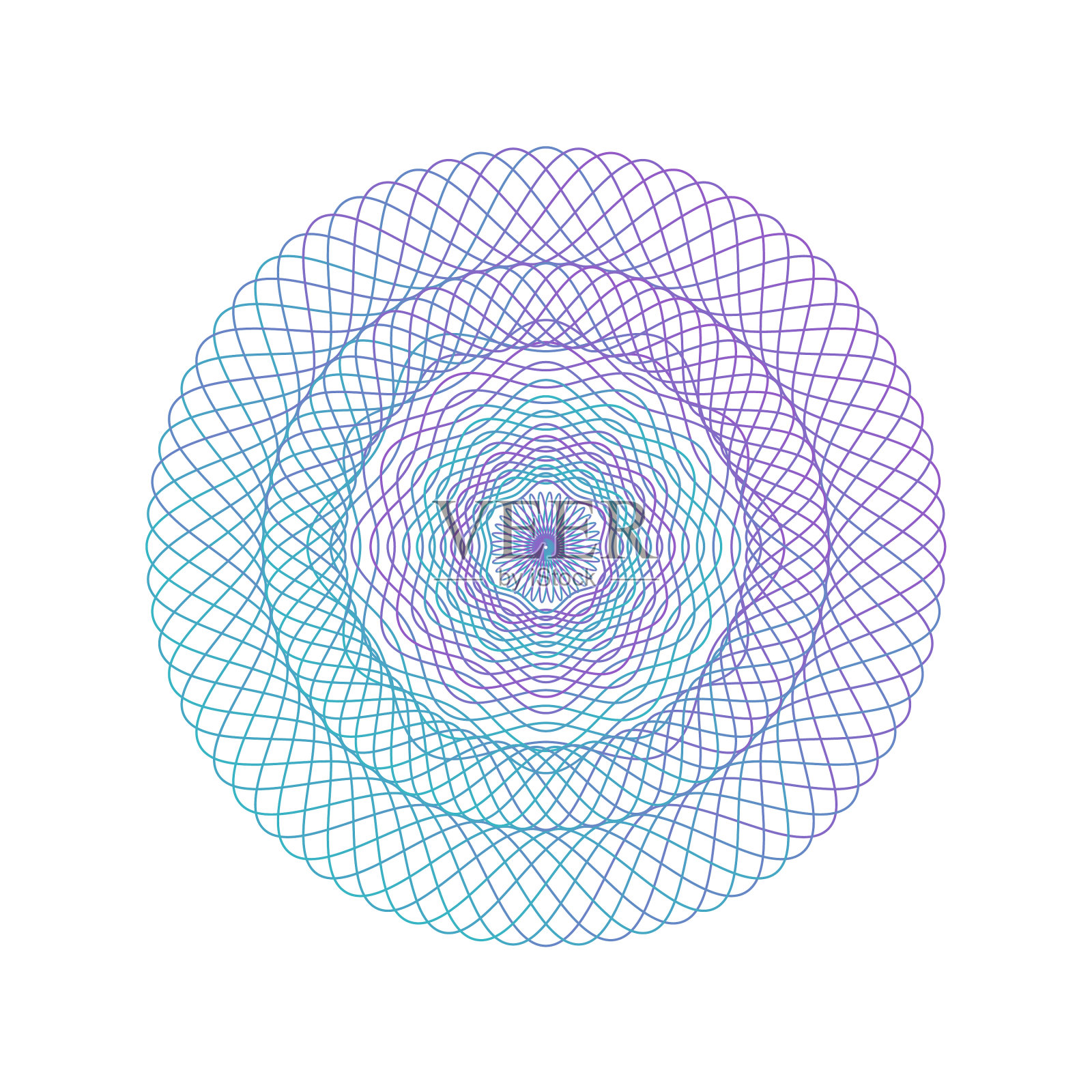 圆形水印玫瑰花结断头台圆元素插画图片素材