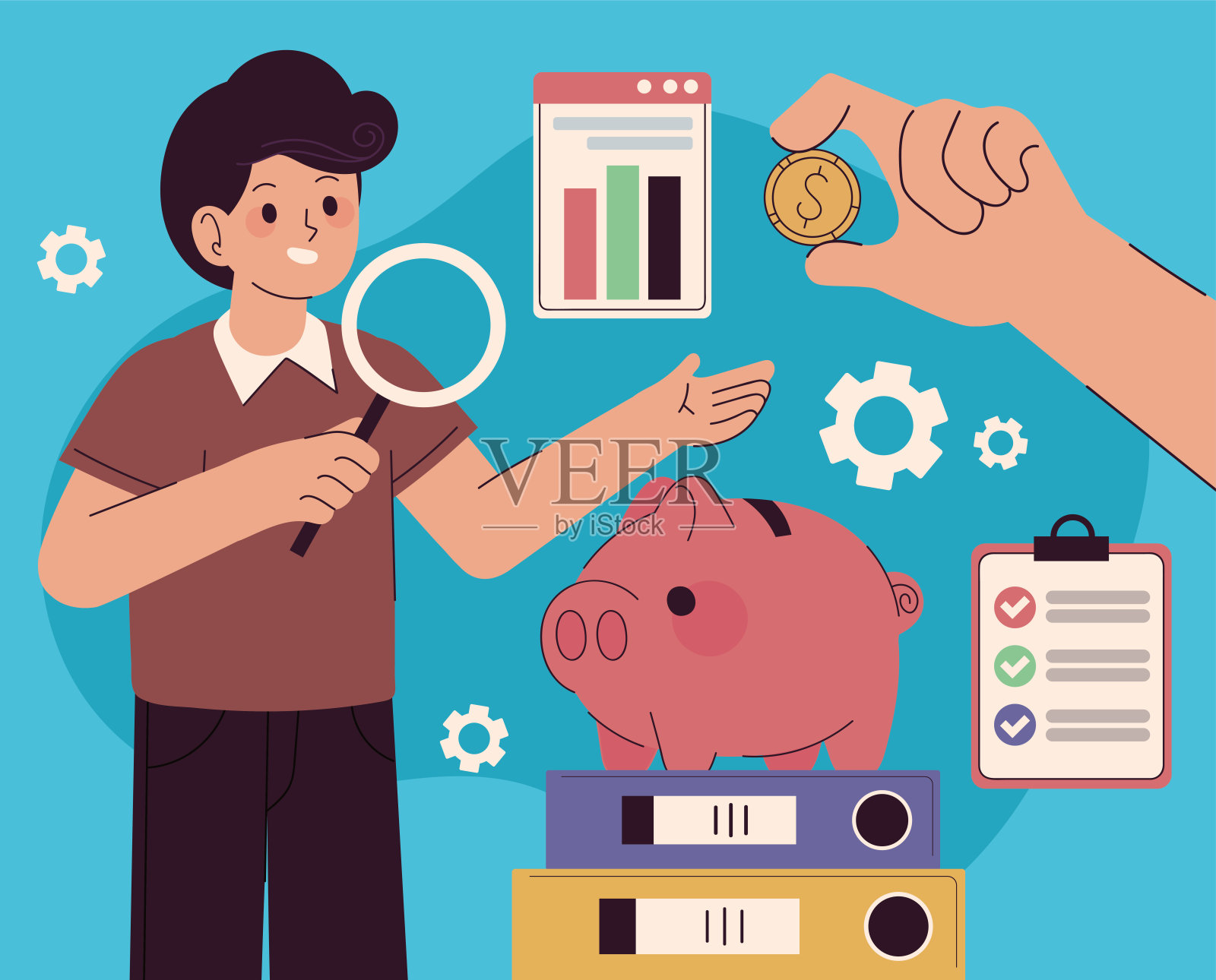 员工会计和审计插画图片素材