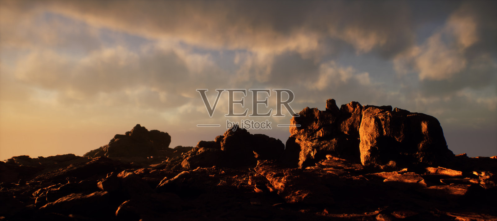 夕阳下的砂岩峡谷和岩层。照片摄影图片