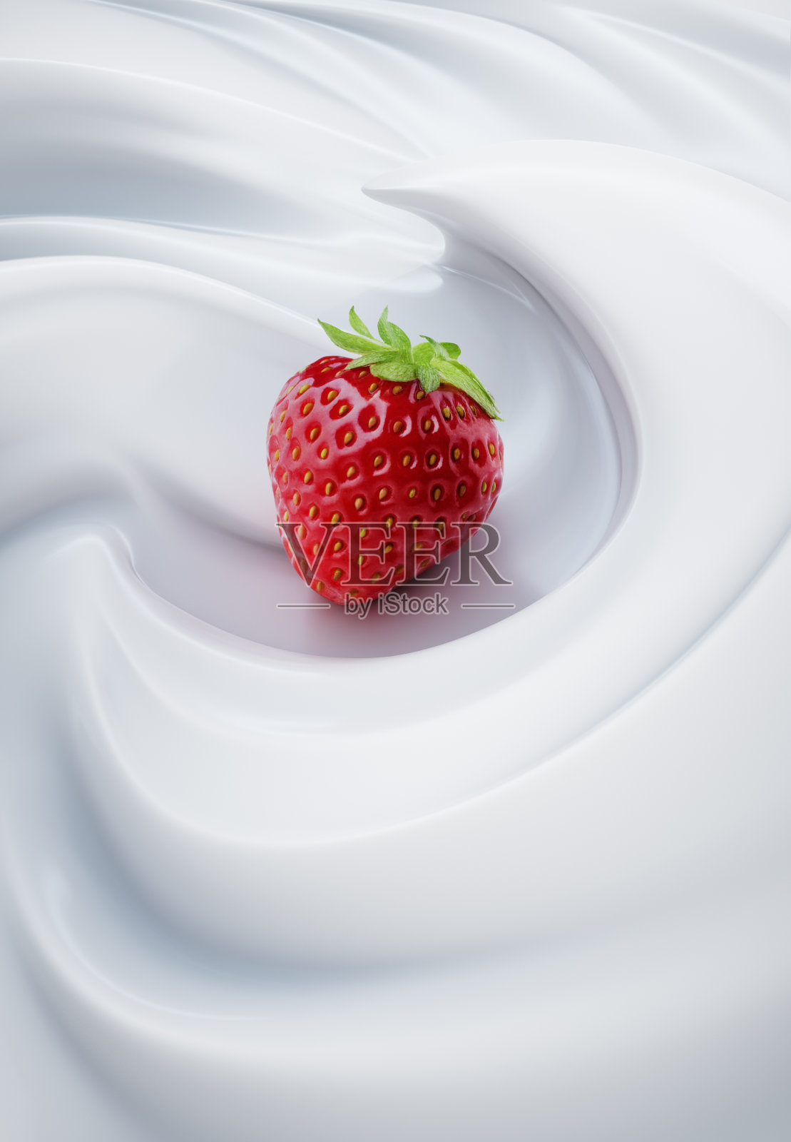 草莓奶油漩涡照片摄影图片