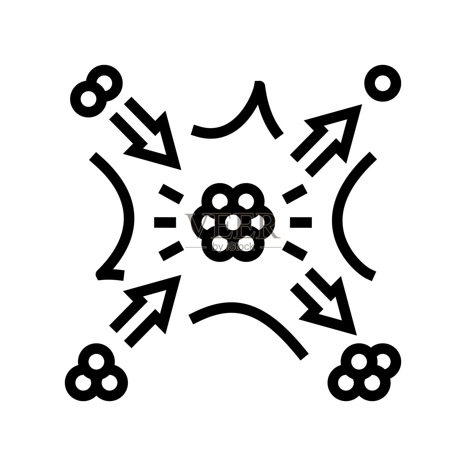聚变核能线图标矢量插图插画图片素材