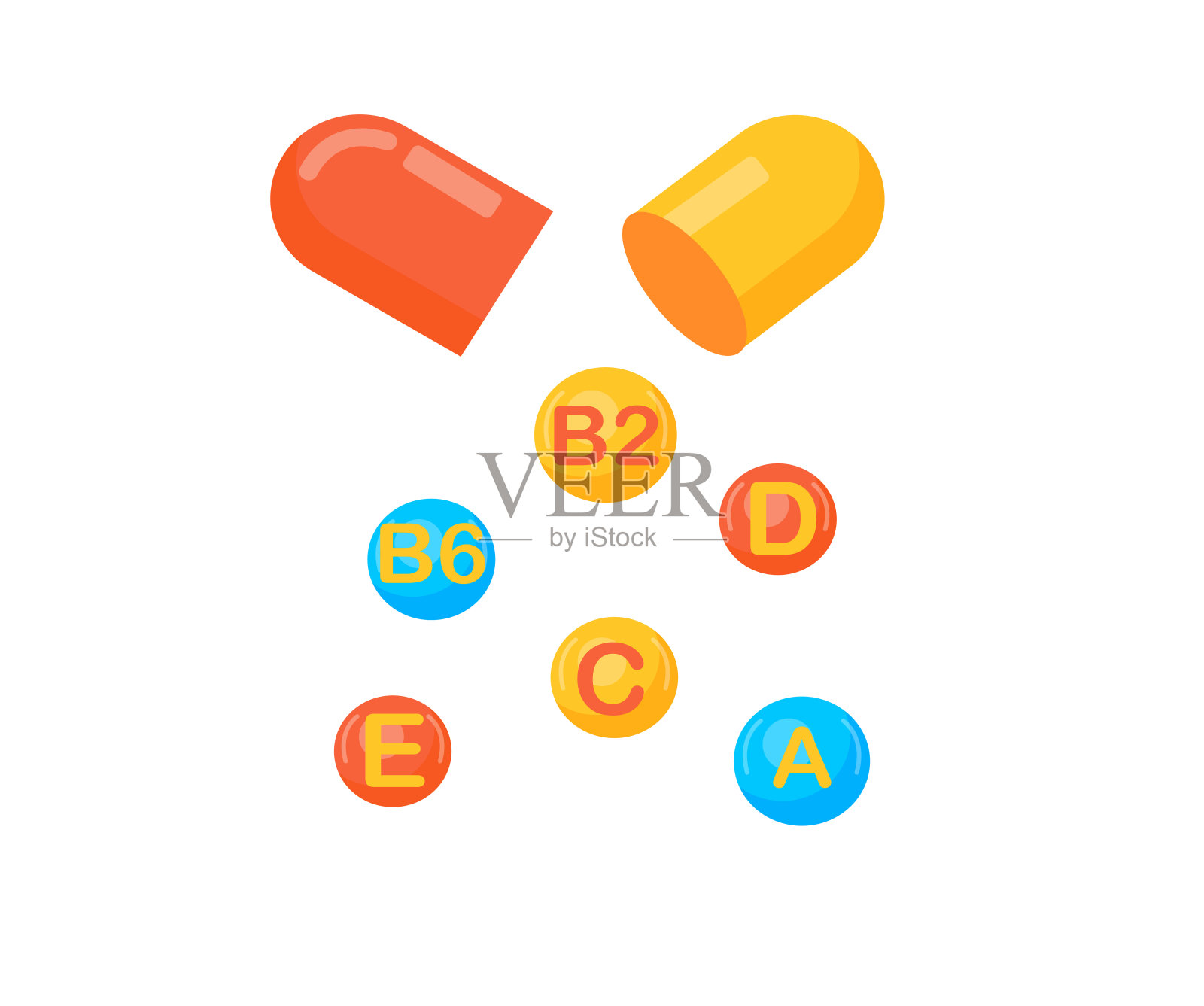 复合维生素的药丸胶囊插画图片素材