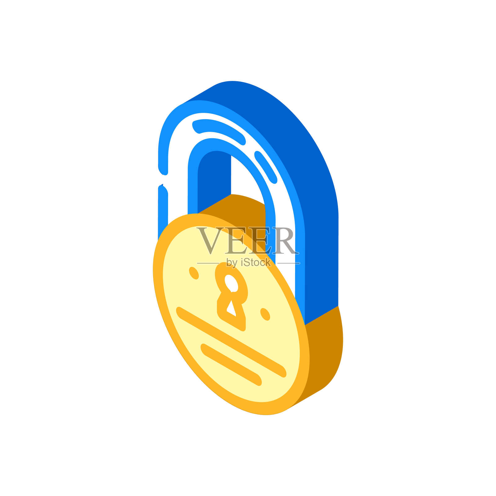 锁定关闭等距图标矢量插图插画图片素材