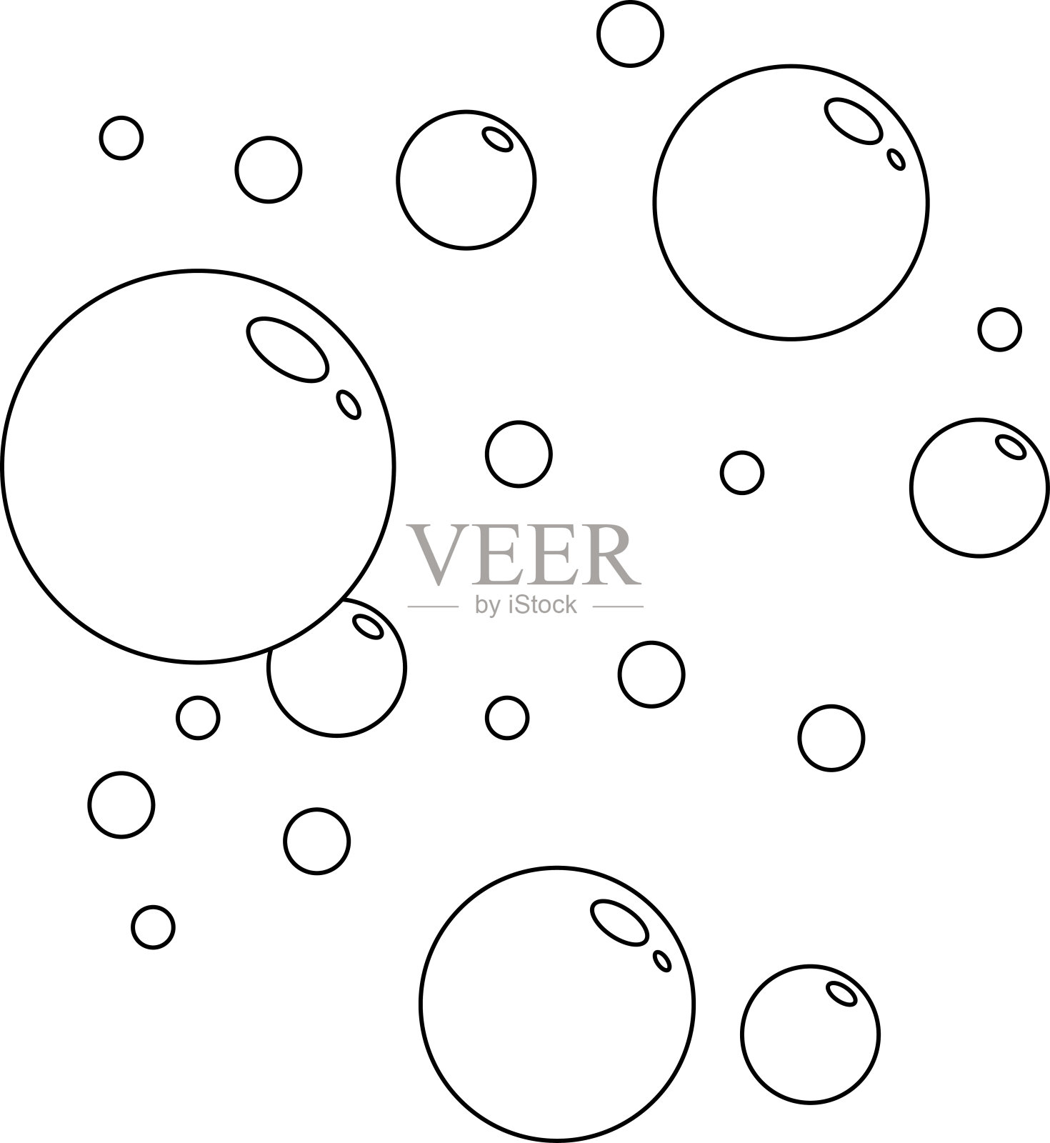 细黑线上的气泡插画图片素材