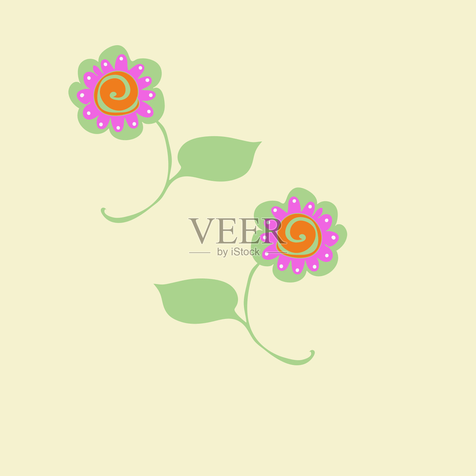 装饰性的彩色花朵。手绘。插画图片素材