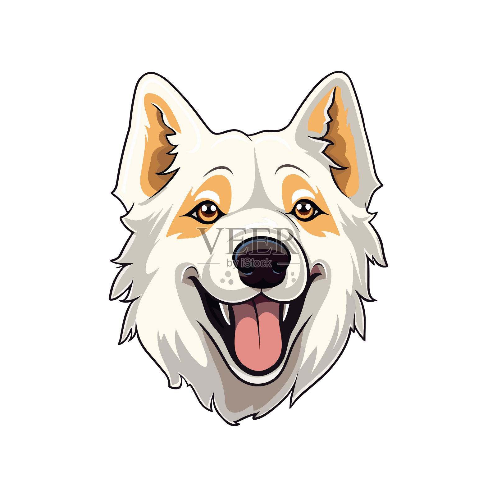 伯杰白瑞士狗品种可爱的卡通卡哇伊设计元素图片