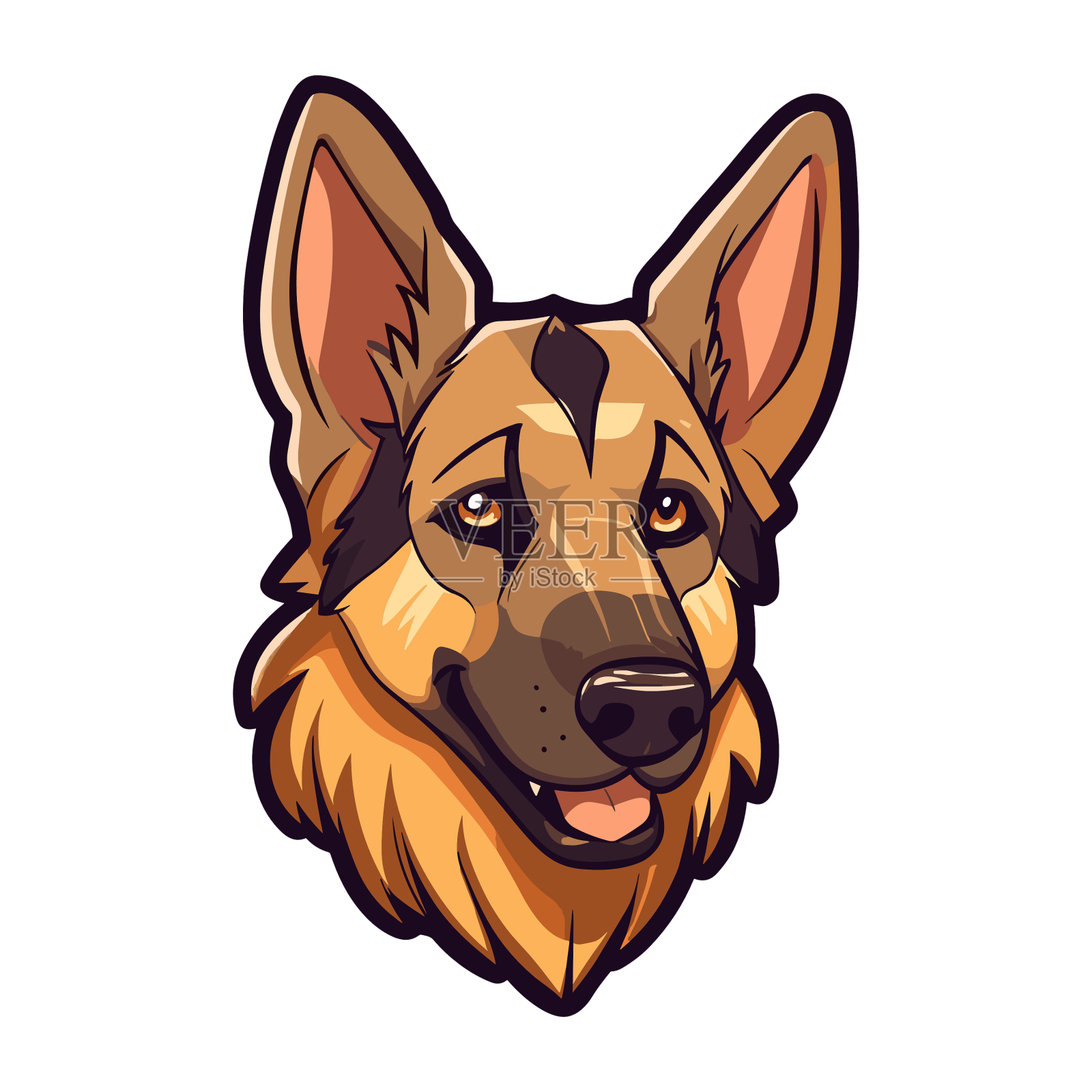 德国牧羊犬品种可爱卡通卡哇伊设计元素图片