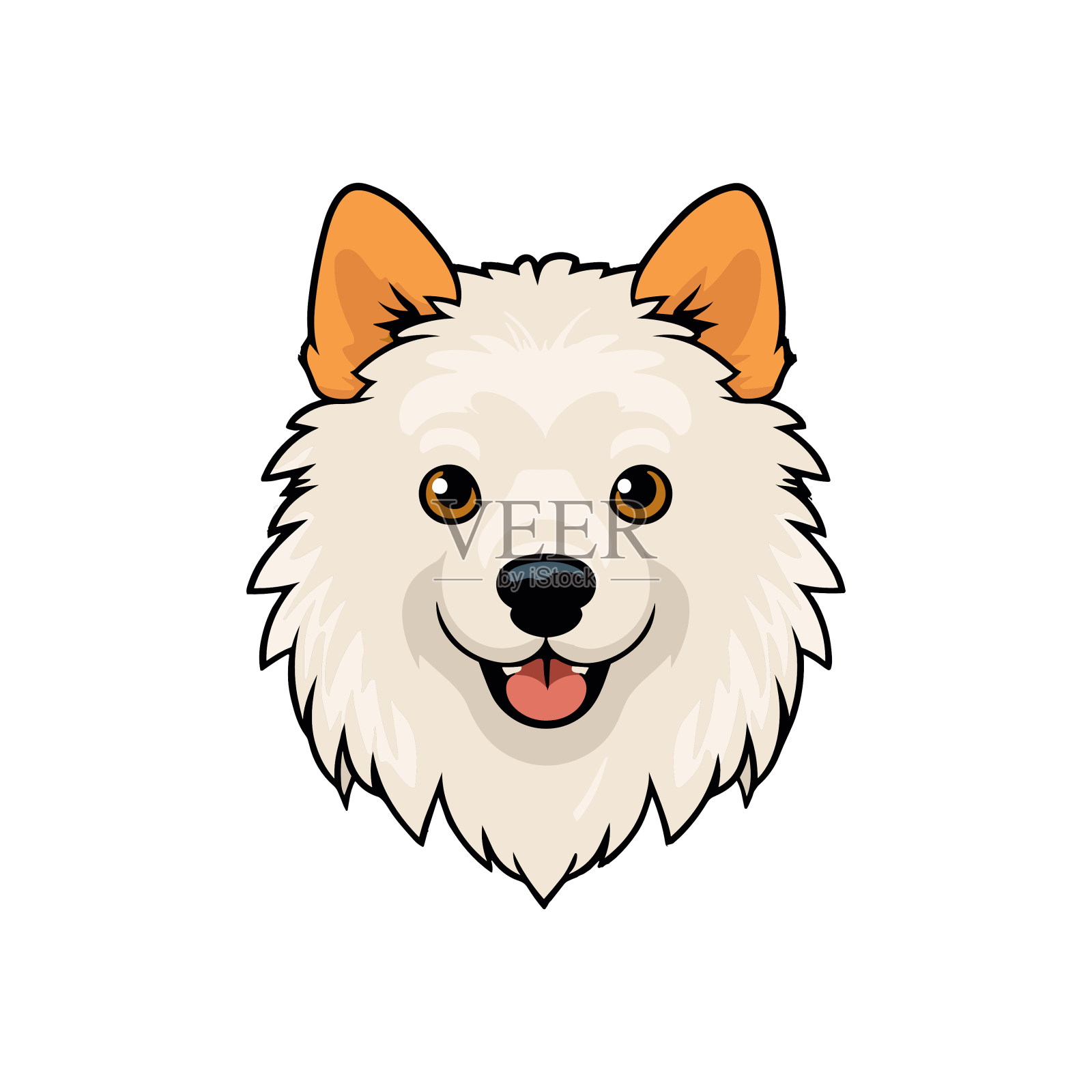 印度斯皮兹犬品种可爱的卡通卡哇伊设计元素图片